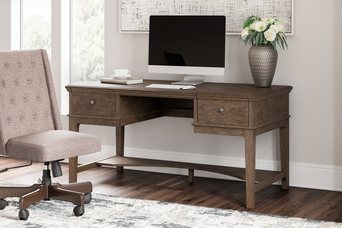 Janismore Home Office Storage Leg Desk Smyrna Furniture Outlet