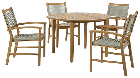 Janiyah Outdoor Dining Table and 4 Chairs Smyrna Furniture Outlet