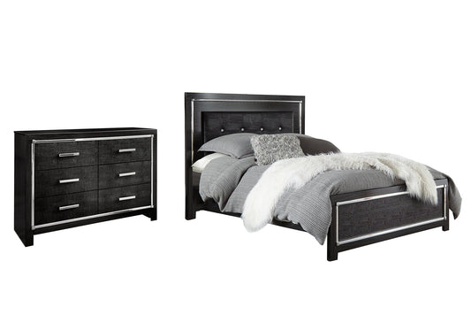 Kaydell King Upholstered Panel Bed with Dresser Smyrna Furniture Outlet