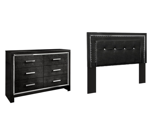 Kaydell Queen/Full Upholstered Panel Headboard with Dresser Smyrna Furniture Outlet