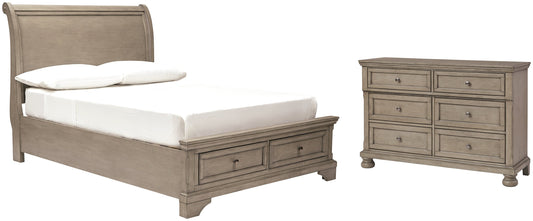 Lettner Full Sleigh Bed with Dresser Smyrna Furniture Outlet