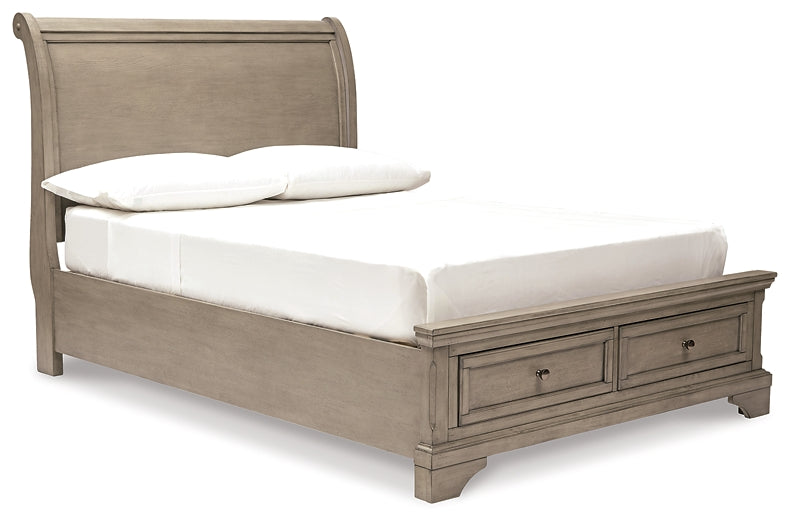 Lettner Full Sleigh Bed with Mirrored Dresser, Chest and 2 Nightstands Smyrna Furniture Outlet