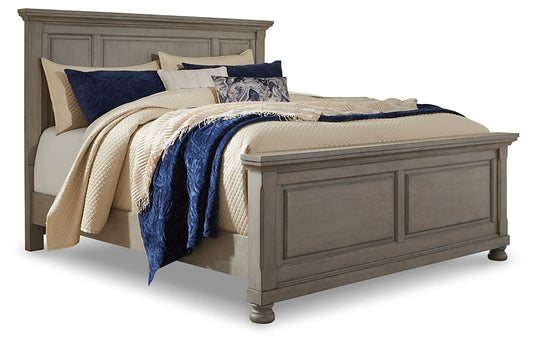 Lettner Queen Panel Bed with Mirrored Dresser, Chest and 2 Nightstands Smyrna Furniture Outlet