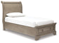 Lettner Twin Sleigh Bed with Mirrored Dresser and 2 Nightstands Smyrna Furniture Outlet