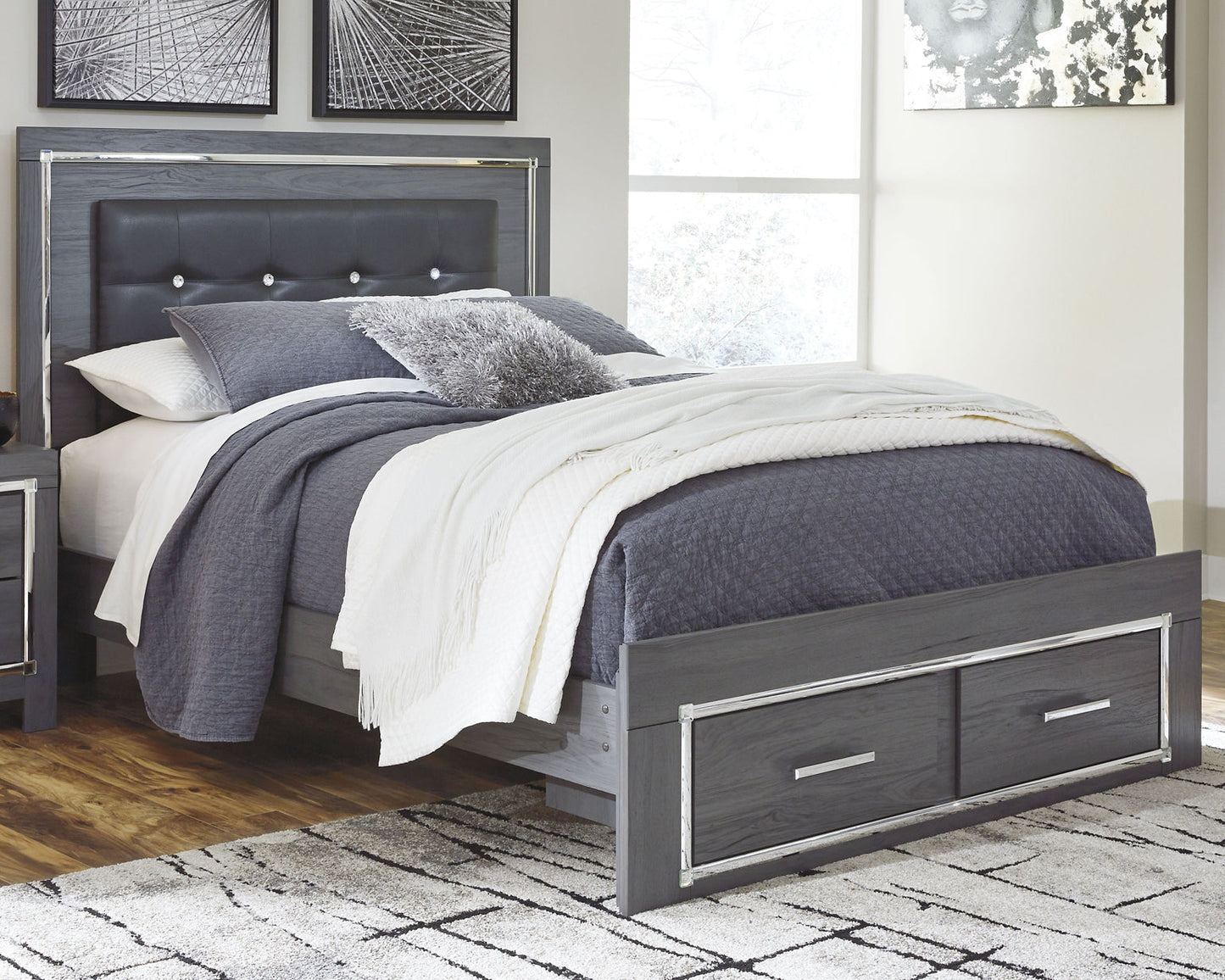 Lodanna Queen Panel Bed with 2 Storage Drawers Smyrna Furniture Outlet