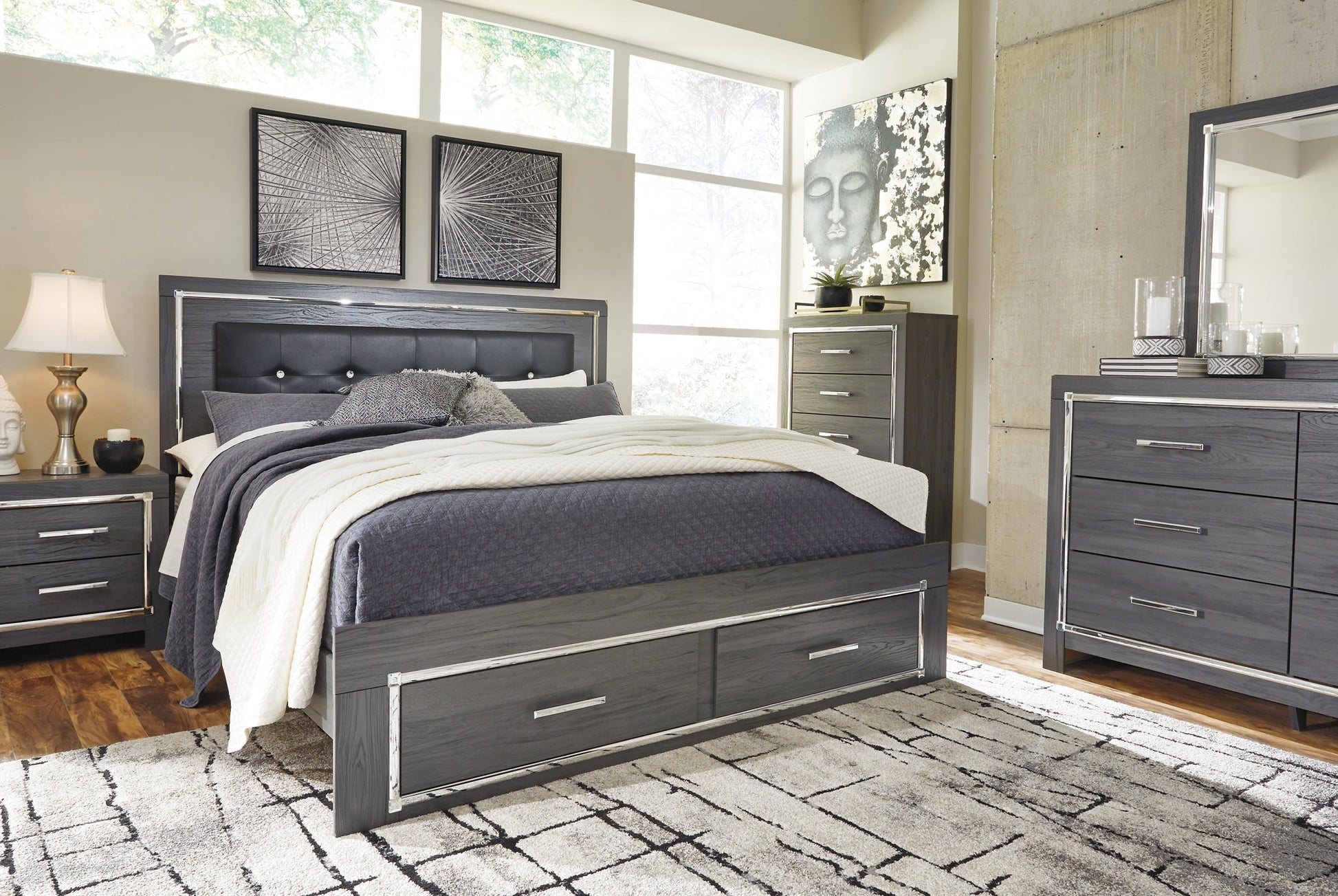 Lodanna Queen Panel Bed with 2 Storage Drawers Smyrna Furniture Outlet