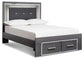 Lodanna Queen Panel Bed with 2 Storage Drawers with Mirrored Dresser, Chest and 2 Nightstands Smyrna Furniture Outlet