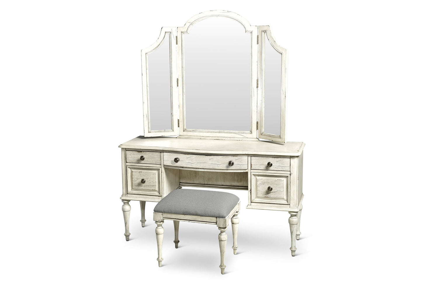 3-Piece Highland Park Vanity Set, Cathedral White
(Vanity Desk, Tri-fold Mirror and Bench)