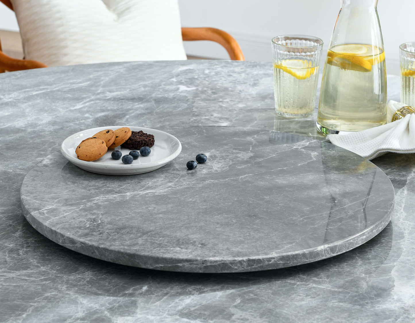 Kaza 18-inch Gray Marble Lazy Susan