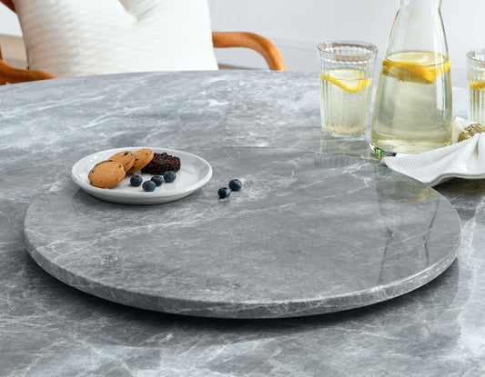 Kaza 18-inch Gray Marble Lazy Susan