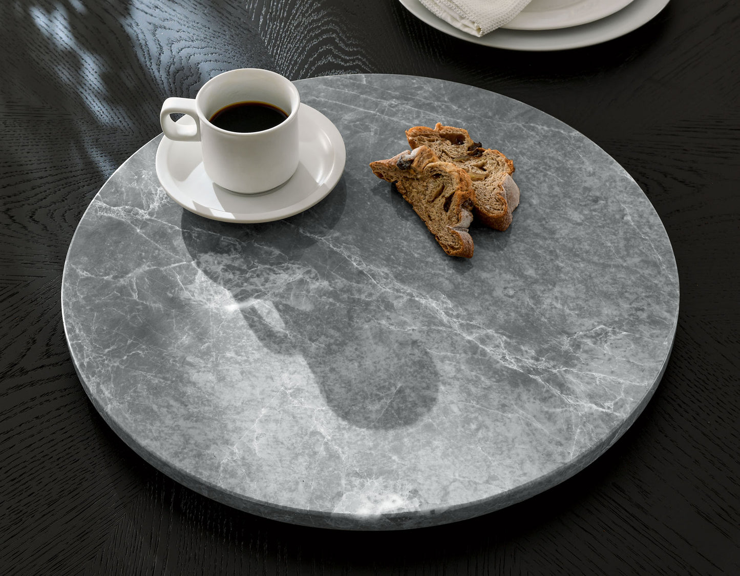 Kaza 18-inch Gray Marble Lazy Susan