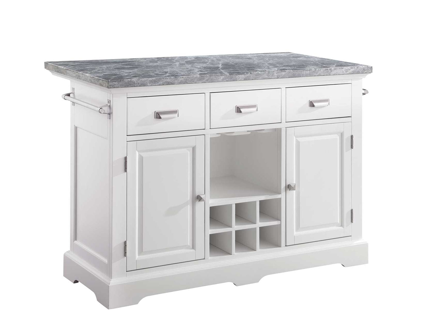 Zermatt 2-Piece Grey Marble Kitchen Island
(Island, 2 Counter Stools)