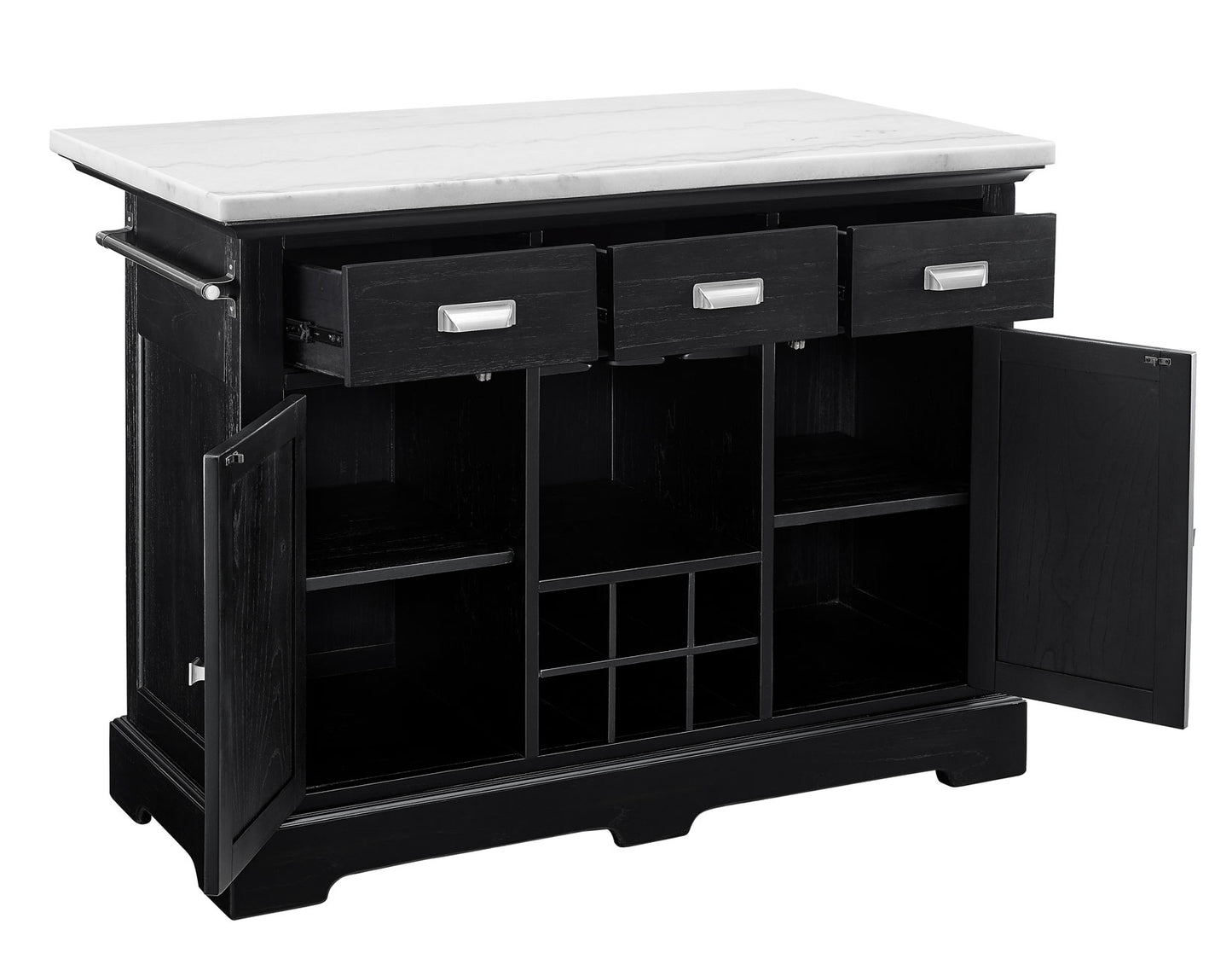 Aspen 3-Piece White Marble Kitchen Island Set
(Island & 2 Side Chairs)