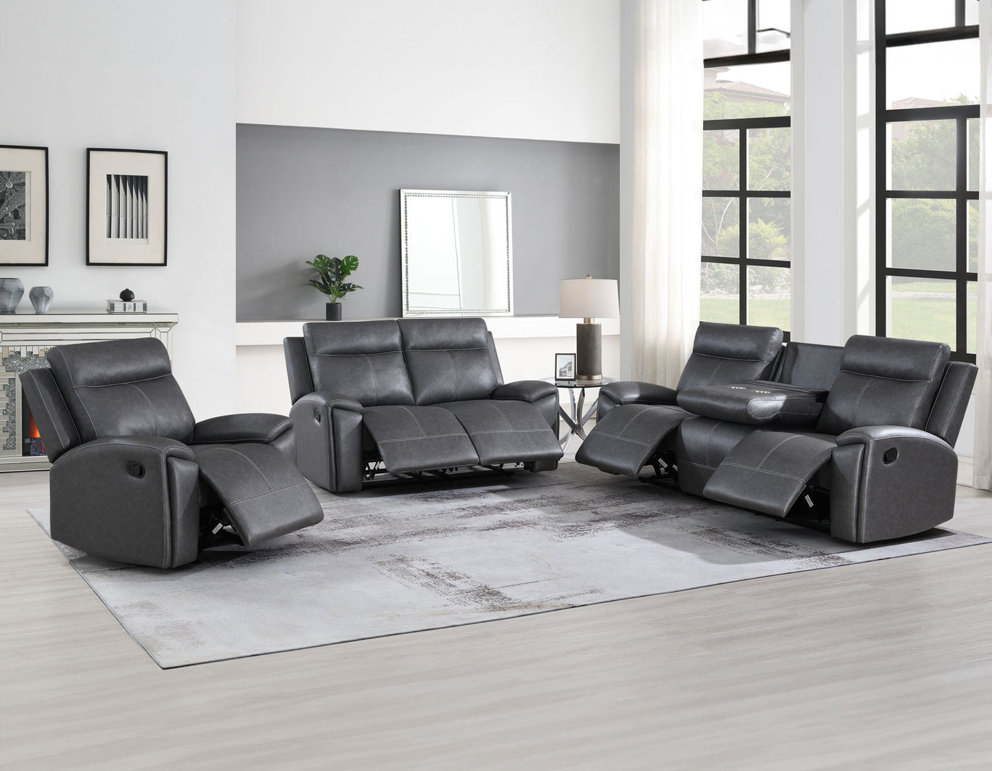 Gaston Manual Reclining Sofa with Drop-Down Console
